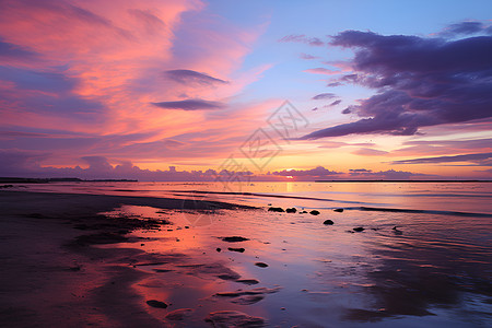 海边的夕阳背景图片