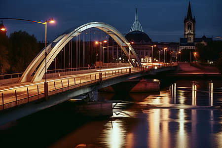 夜幕下的一座桥图片