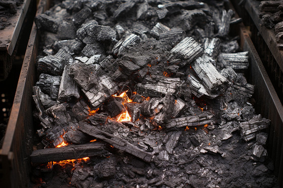 燃烧取暖的炭火图片