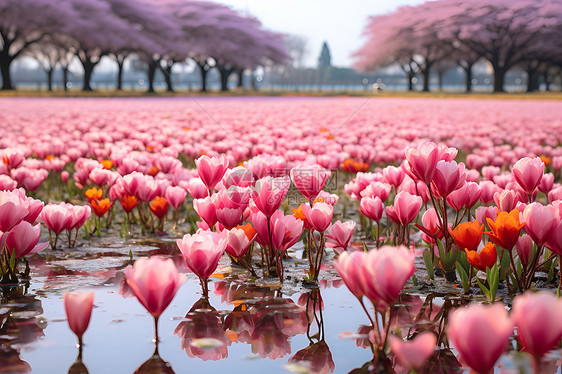 桃红花海图片