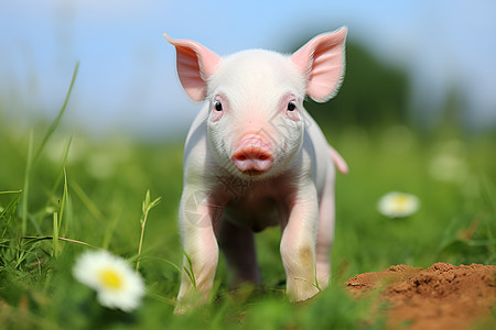 草地上的一只小猪图片