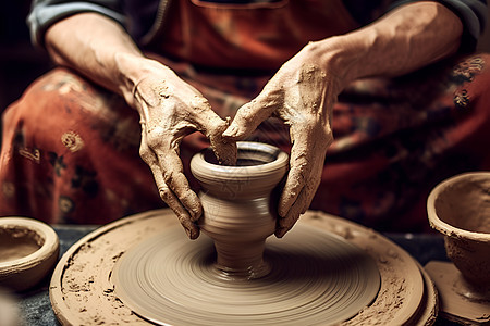 陶艺匠人制作陶器图片