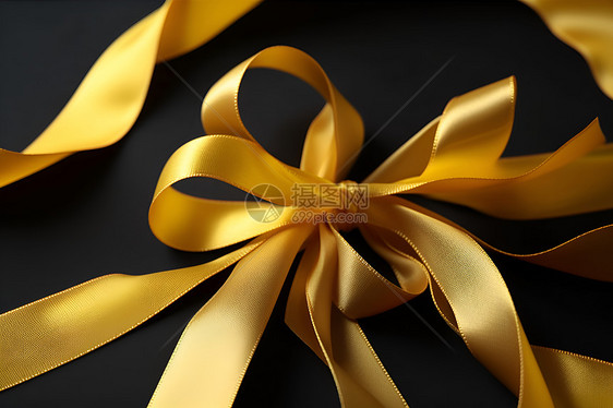 黄色丝带上的金色装饰图片