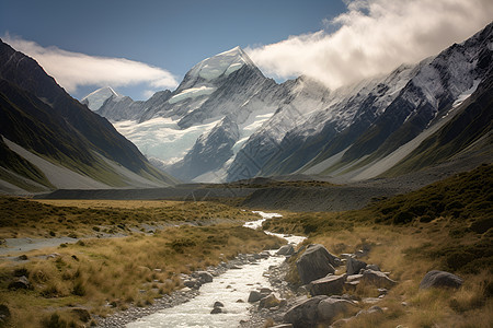 清晨山谷流水图片