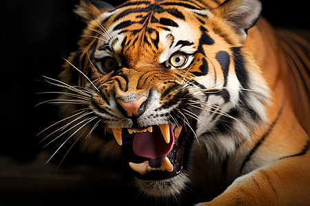 狂野咆哮的老虎图片