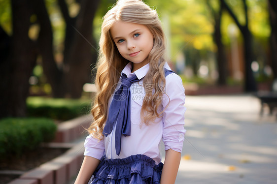 可爱的小女孩在公园里图片