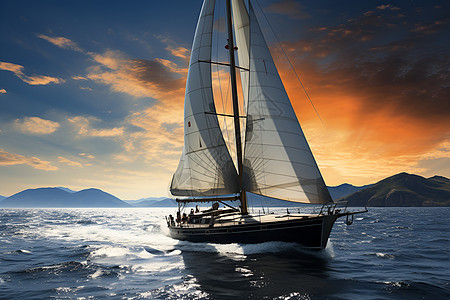 海面上行驶的帆船图片