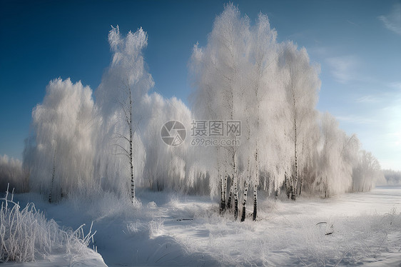 树木上的冰雪图片