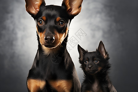 两只黑色的狗狗图片