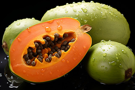 健康多汁的木瓜背景图片