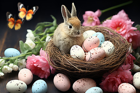 可爱的兔子和彩蛋图片