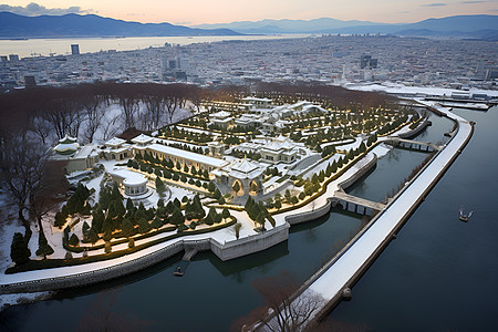 航拍的城市建筑物背景图片