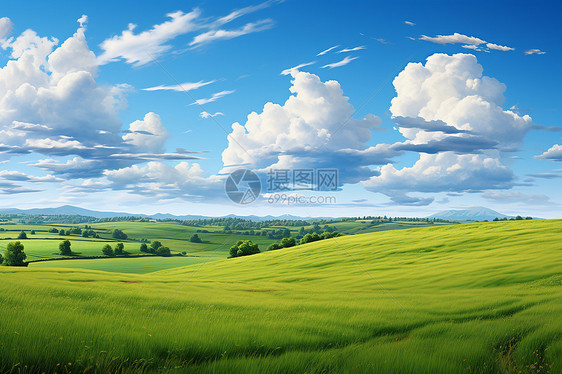 蓝天白云下的美景图片