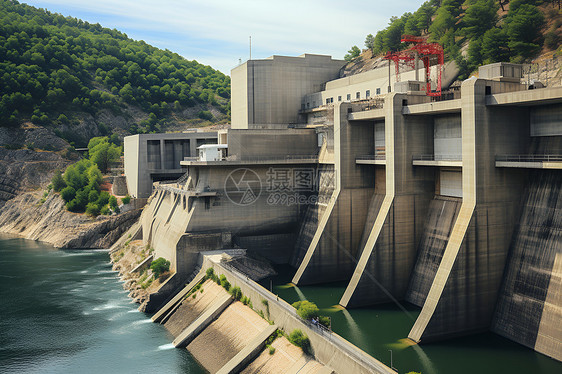 大坝上的桥梁建筑图片