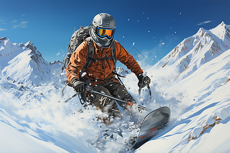 雪地中的滑雪者图片
