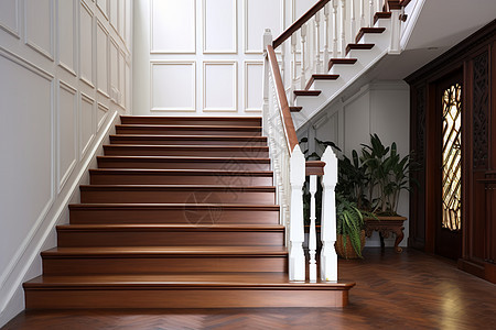 棕色的楼梯图片