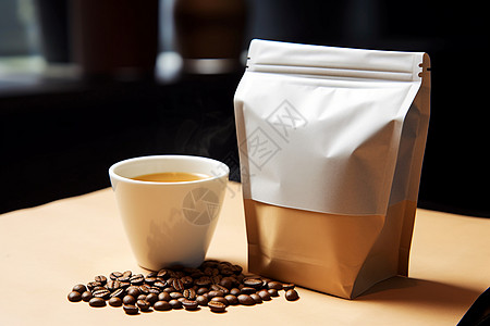 咖啡豆与咖啡背景图片