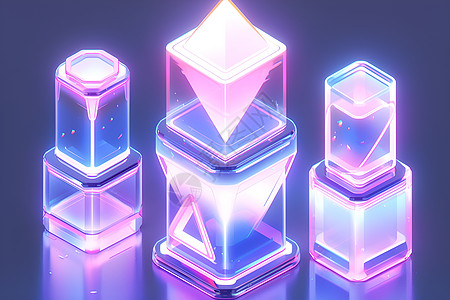 梦幻的水晶方块组合背景图片