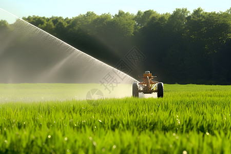 草地上的灌溉车图片
