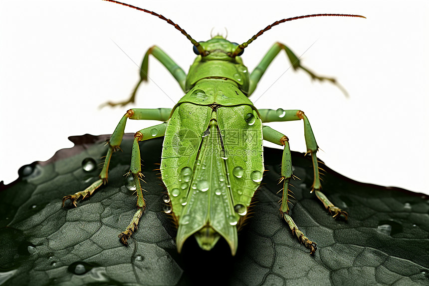 绿叶上的蝗虫图片