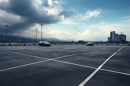 城市中停车场背景图片