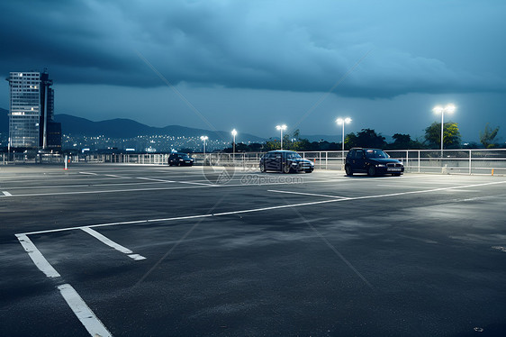城市夜幕下的停车场图片