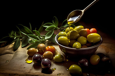 滴落的橄榄油图片