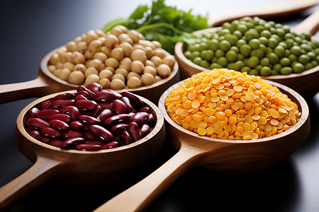 不同类型的豆类背景图片