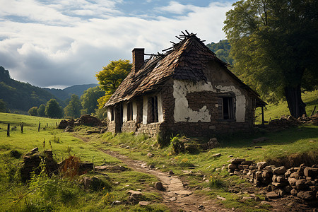 乡村破败的小屋图片