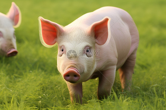 草地上站立的小猪图片