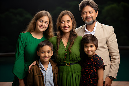幸福合影的一家人背景图片
