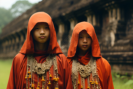 穿着复古服装的人物图片