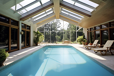 室内豪华的泳池背景图片