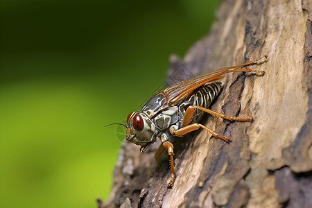 节肢动物户外树干上的昆虫背景