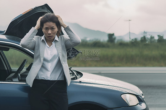 双手抱头的女人图片