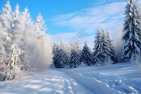 冬日的冰雪森林图片