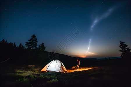 夜幕下的帐篷背景图片