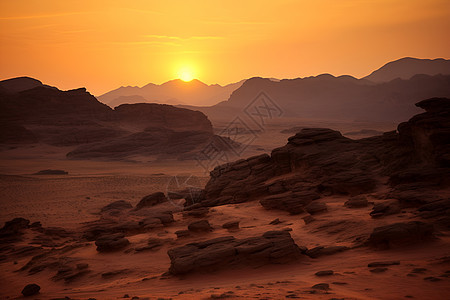 沙漠晚霞图片