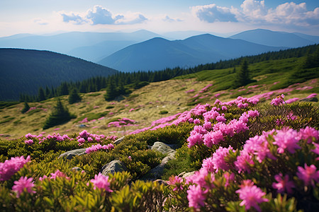 花海与山岳图片