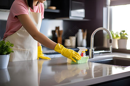 打扫卫生厨房手套高清图片
