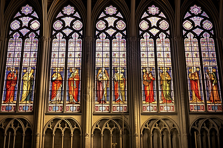 教堂圣窗教堂玻璃彩色花窗高清图片