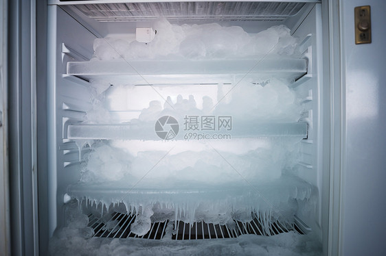 冰箱内部的霜冻图片