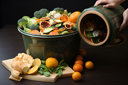 分类回收的食物垃圾背景图片