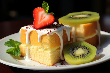 精致的水果蛋糕背景图片