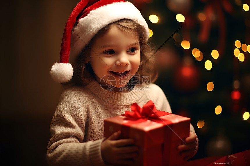 庆祝圣诞节的小女孩图片