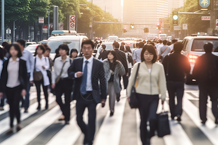 城市的早高峰街景图片