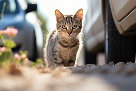 路边行走的猫咪图片