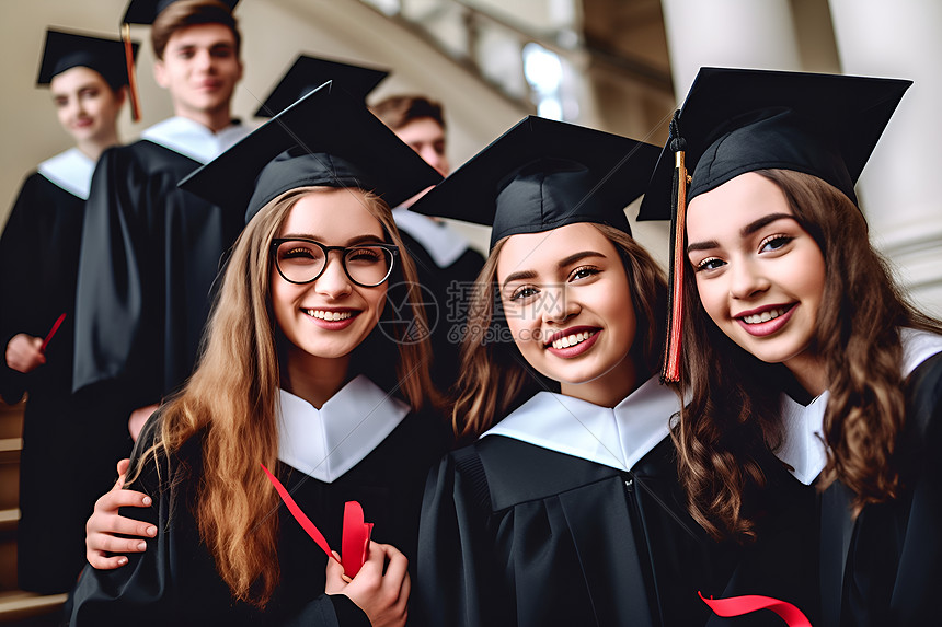 幸福喜悦的女大学生图片