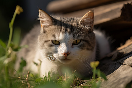 公园孤独的猫咪图片