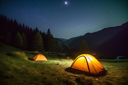 星空下夜幕里的帐篷图片